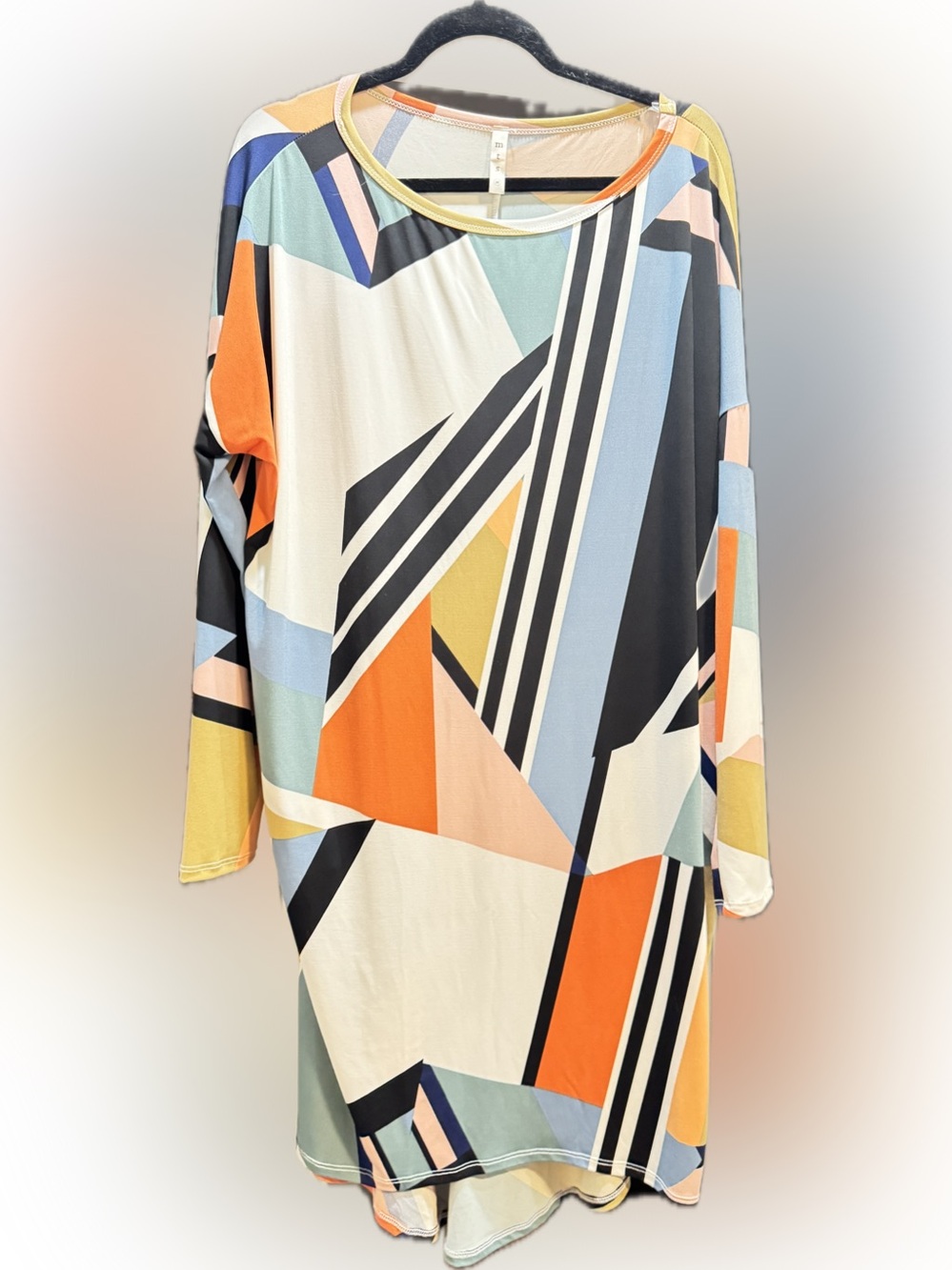 MTS Geometric Print Long Sleeve Shift Dress | Medium